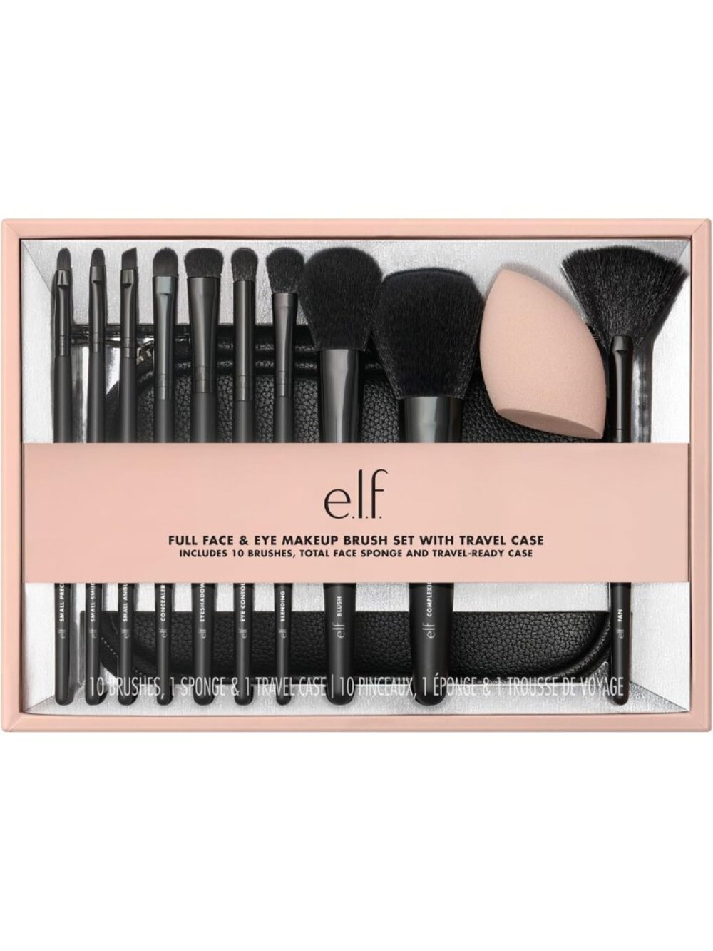 11-Piece Vegan Makeup Brush Set with Travel Case - Full Face & Eye Essentials